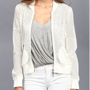Rebecca Taylor Laser cut poplin bomber ivory white  jacket 6 M